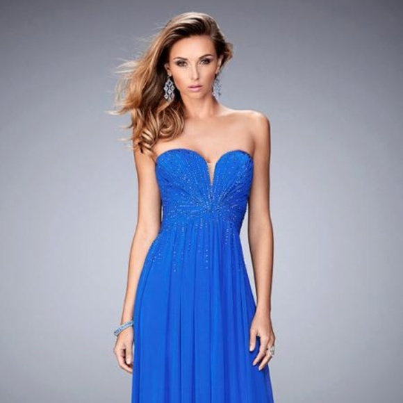 NEW La Femme 21836 Blue Prom Gown - Picture 1 of 6